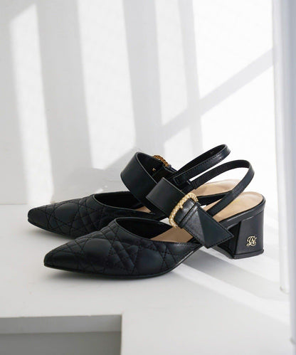 水鑽扣帶絎縫穆勒鞋