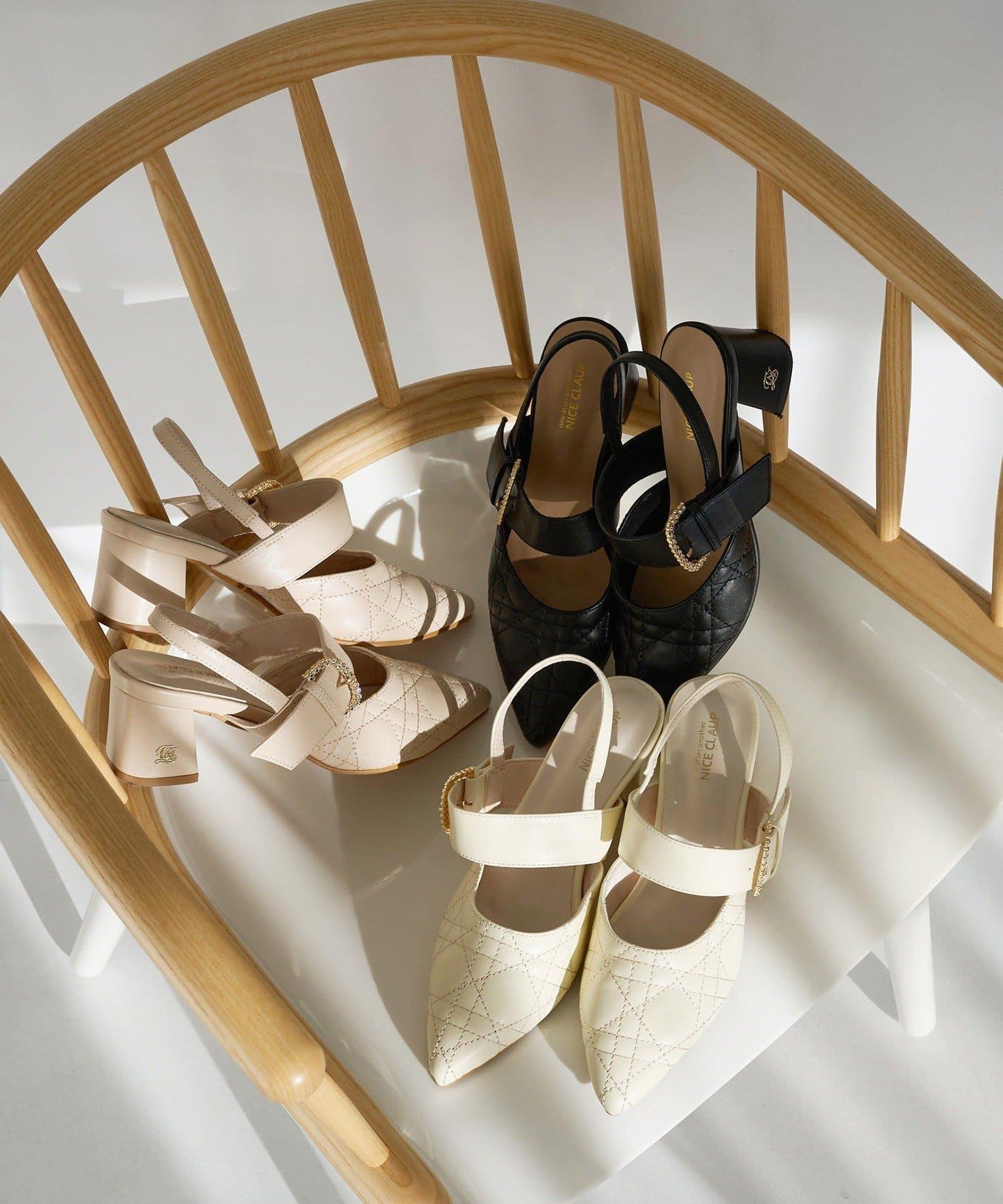 水鑽扣帶絎縫穆勒鞋