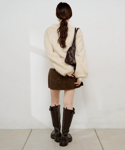 腰帶牛仔迷你裙