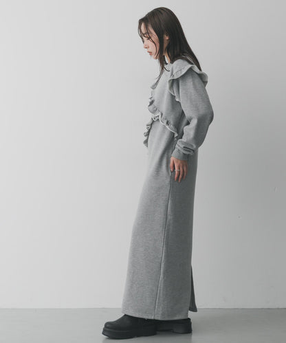 荷葉邊剪裁連衣裙