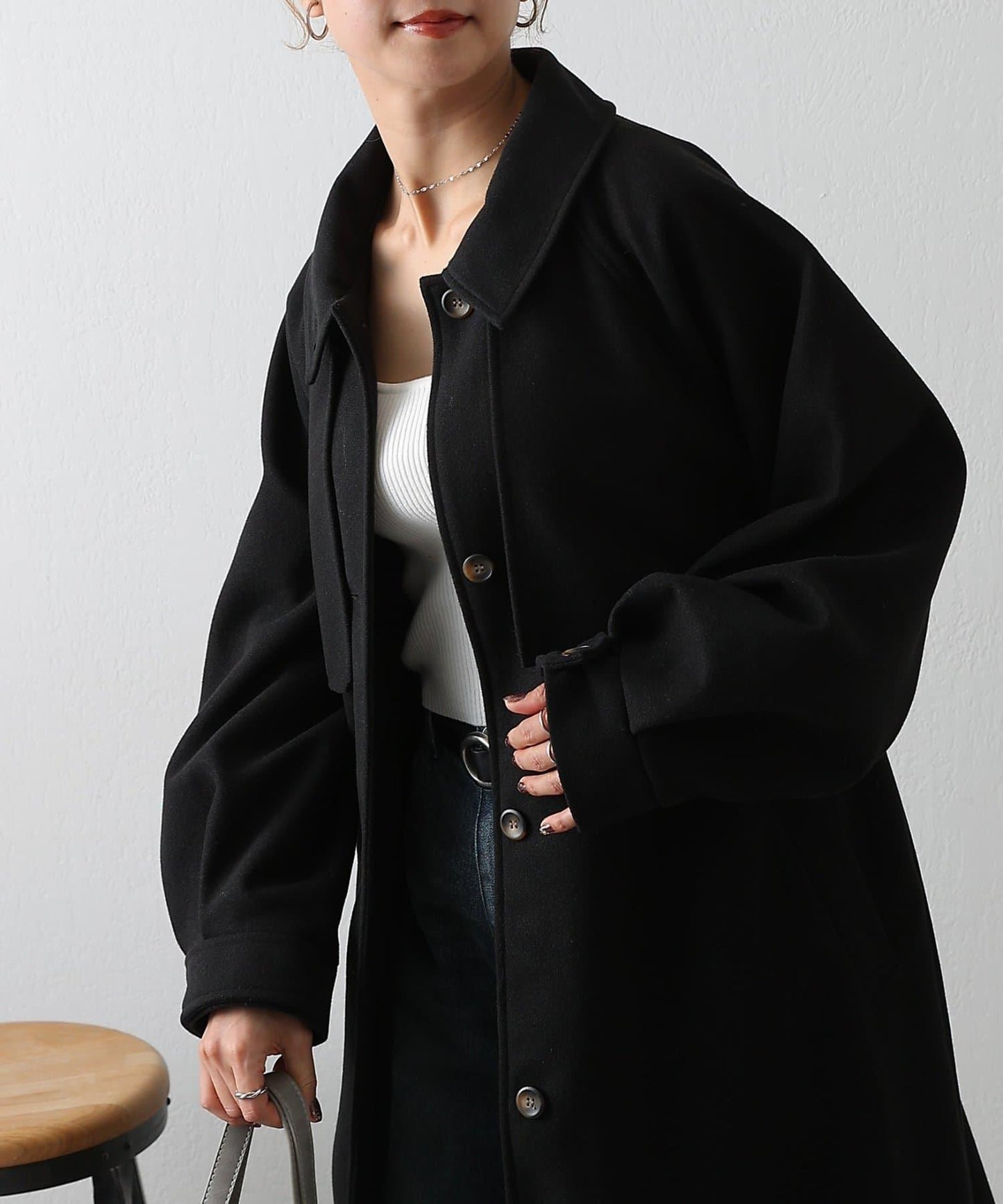 2WAY翻領單排扣長款大衣