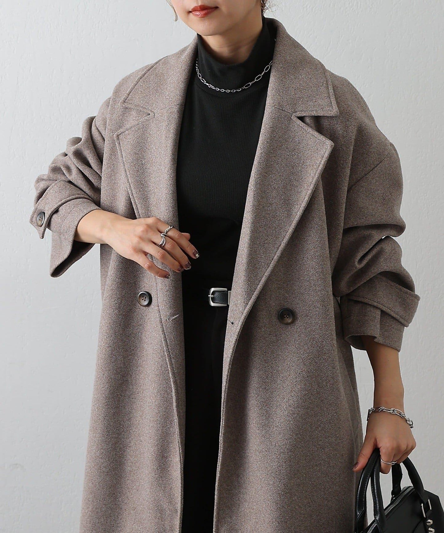 莫薩輕質雙面長款大衣