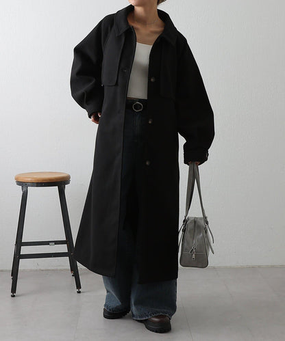 2WAY翻領單排扣長款大衣