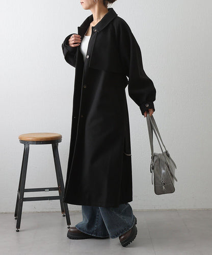 2WAY翻領單排扣長款大衣