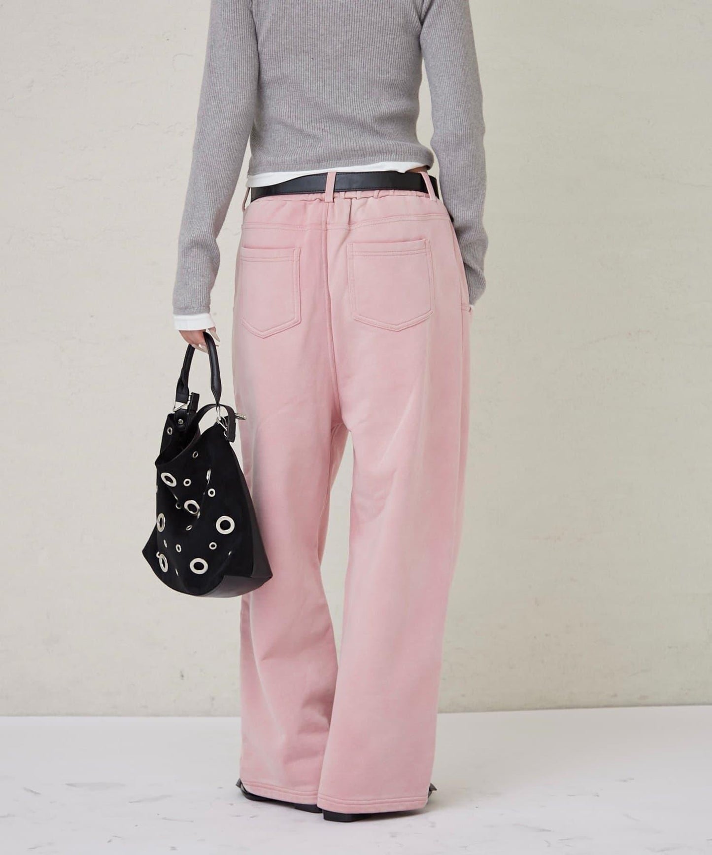 斜插口袋水洗休閒衛褲