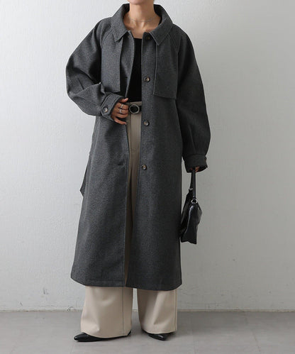 2WAY翻領單排扣長款大衣