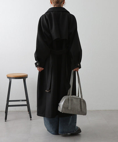 2WAY翻領單排扣長款大衣