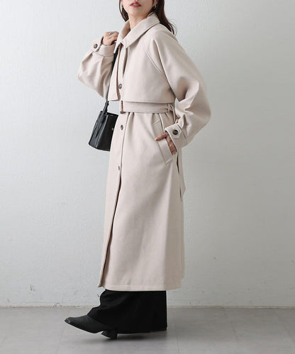 2WAY翻領單排扣長款大衣