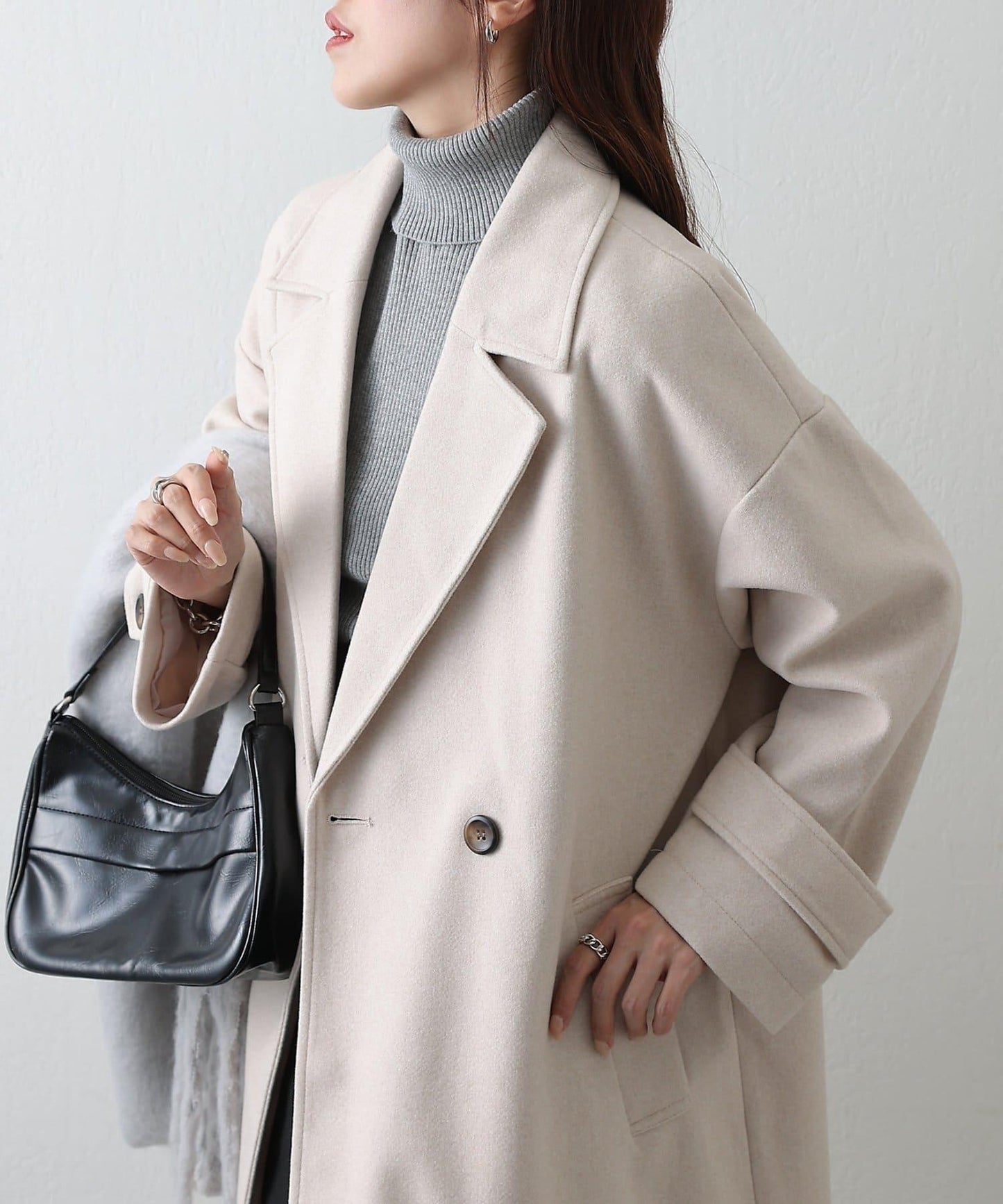 莫薩輕質雙面長款大衣