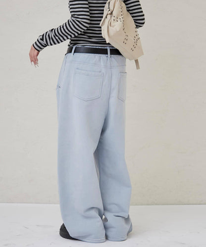 斜插口袋水洗休閒衛褲