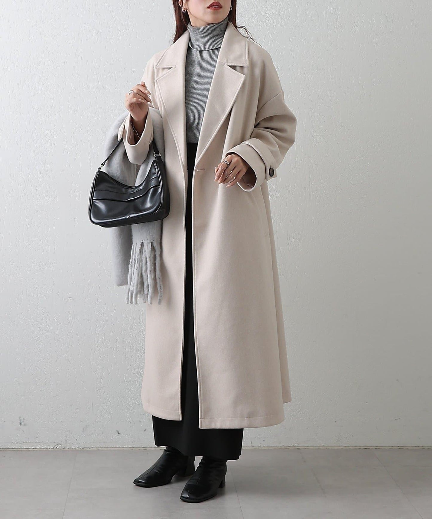 莫薩輕質雙面長款大衣