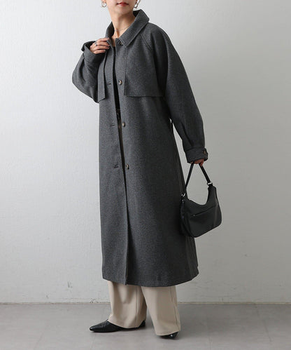 2WAY翻領單排扣長款大衣