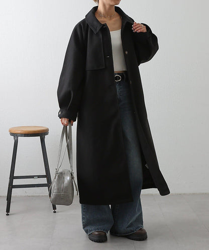 2WAY翻領單排扣長款大衣
