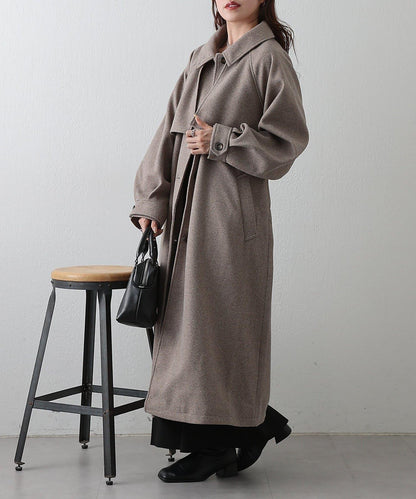 2WAY翻領單排扣長款大衣