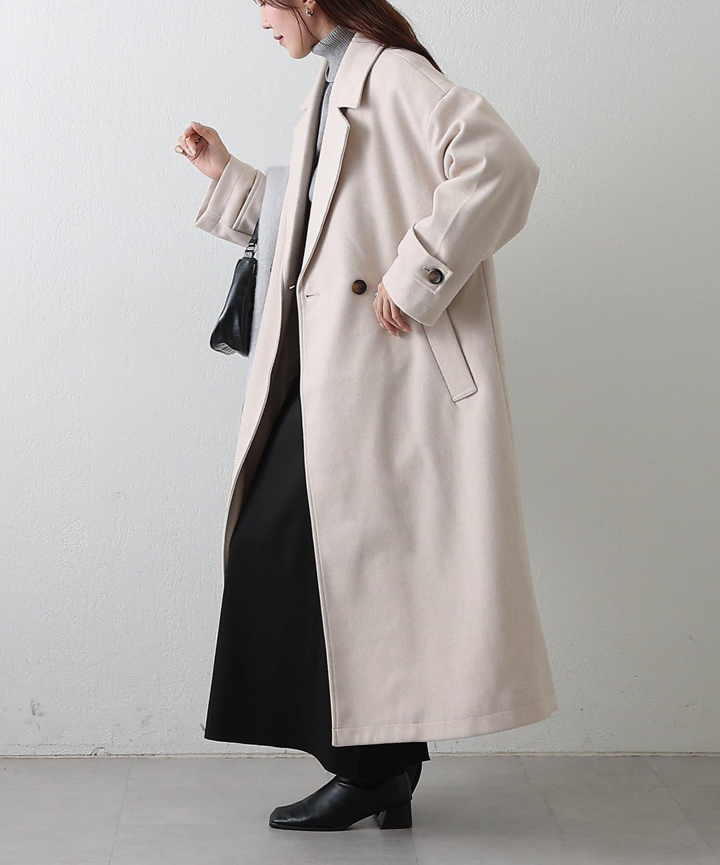 莫薩輕質雙面長款大衣