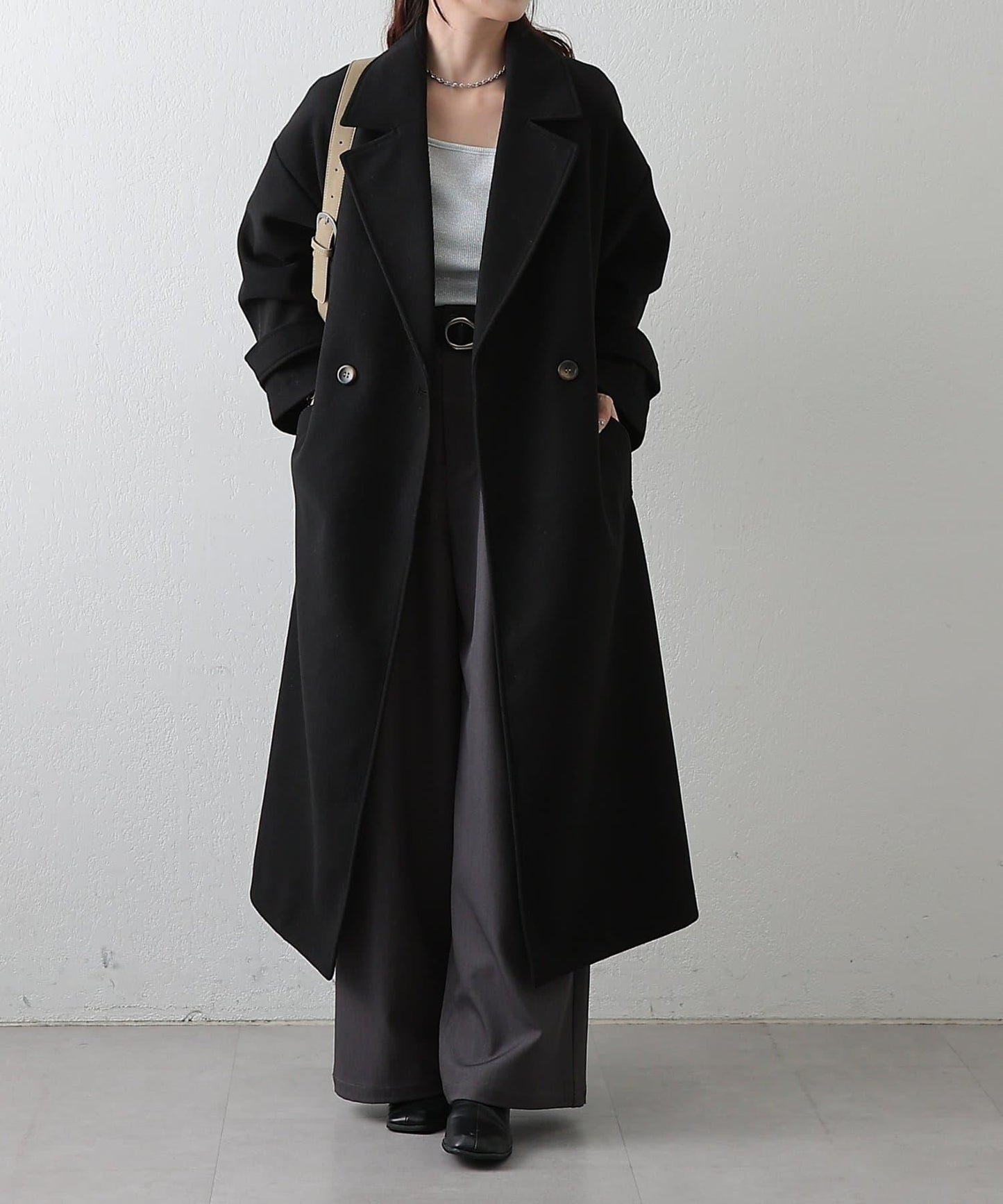 莫薩輕質雙面長款大衣