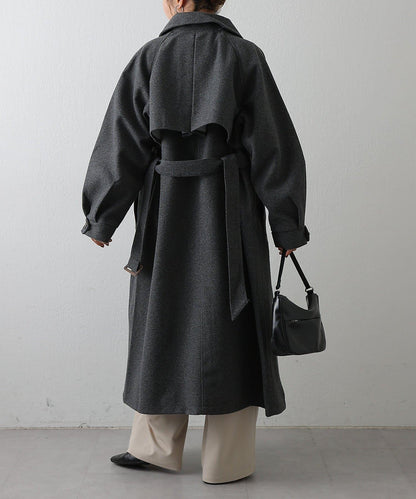 2WAY翻領單排扣長款大衣