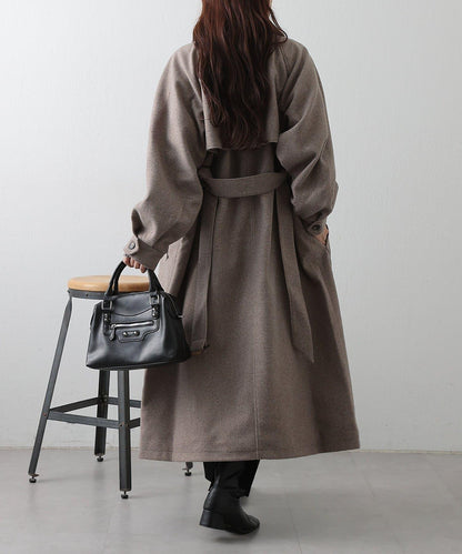 2WAY翻領單排扣長款大衣