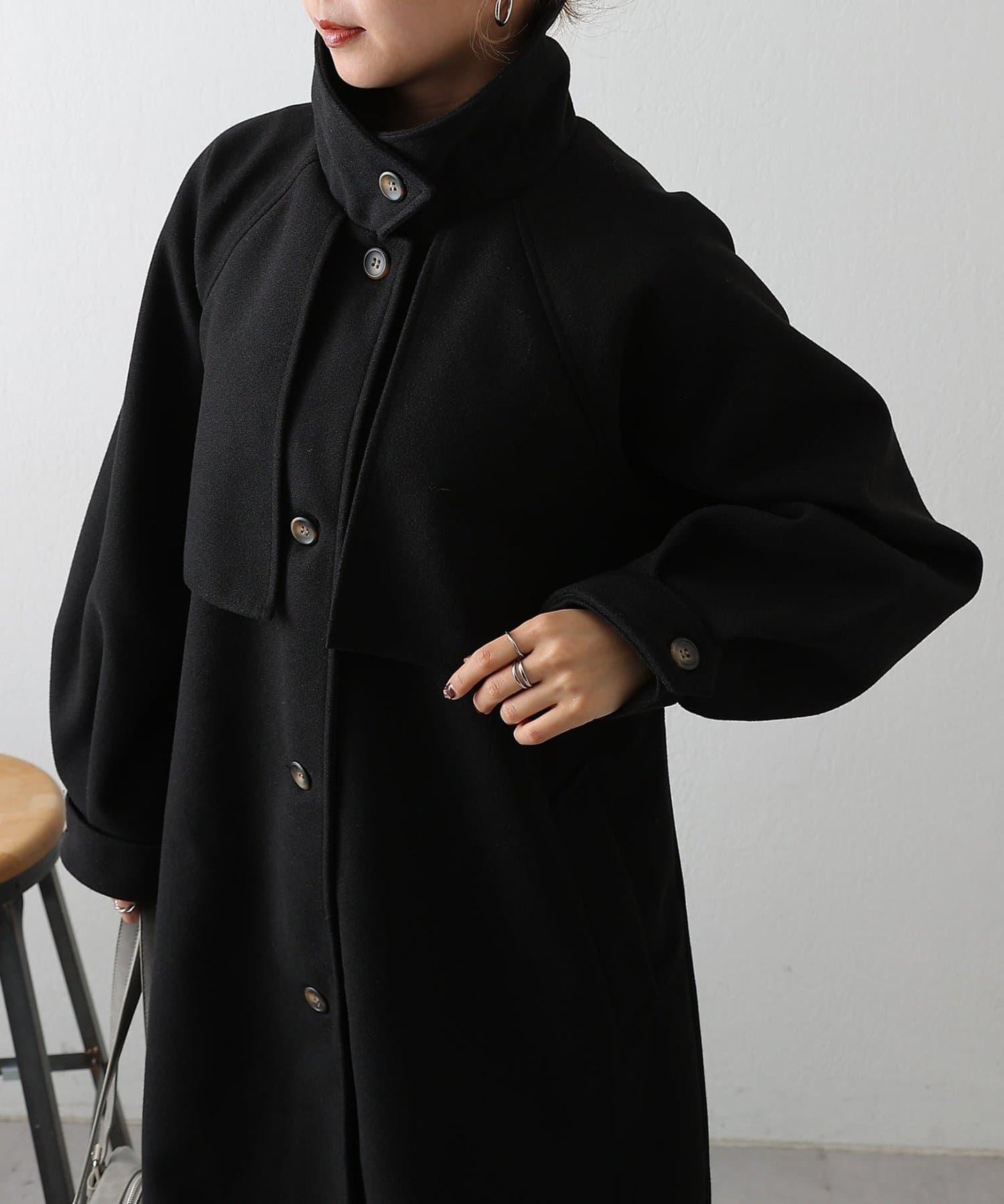 2WAY翻領單排扣長款大衣
