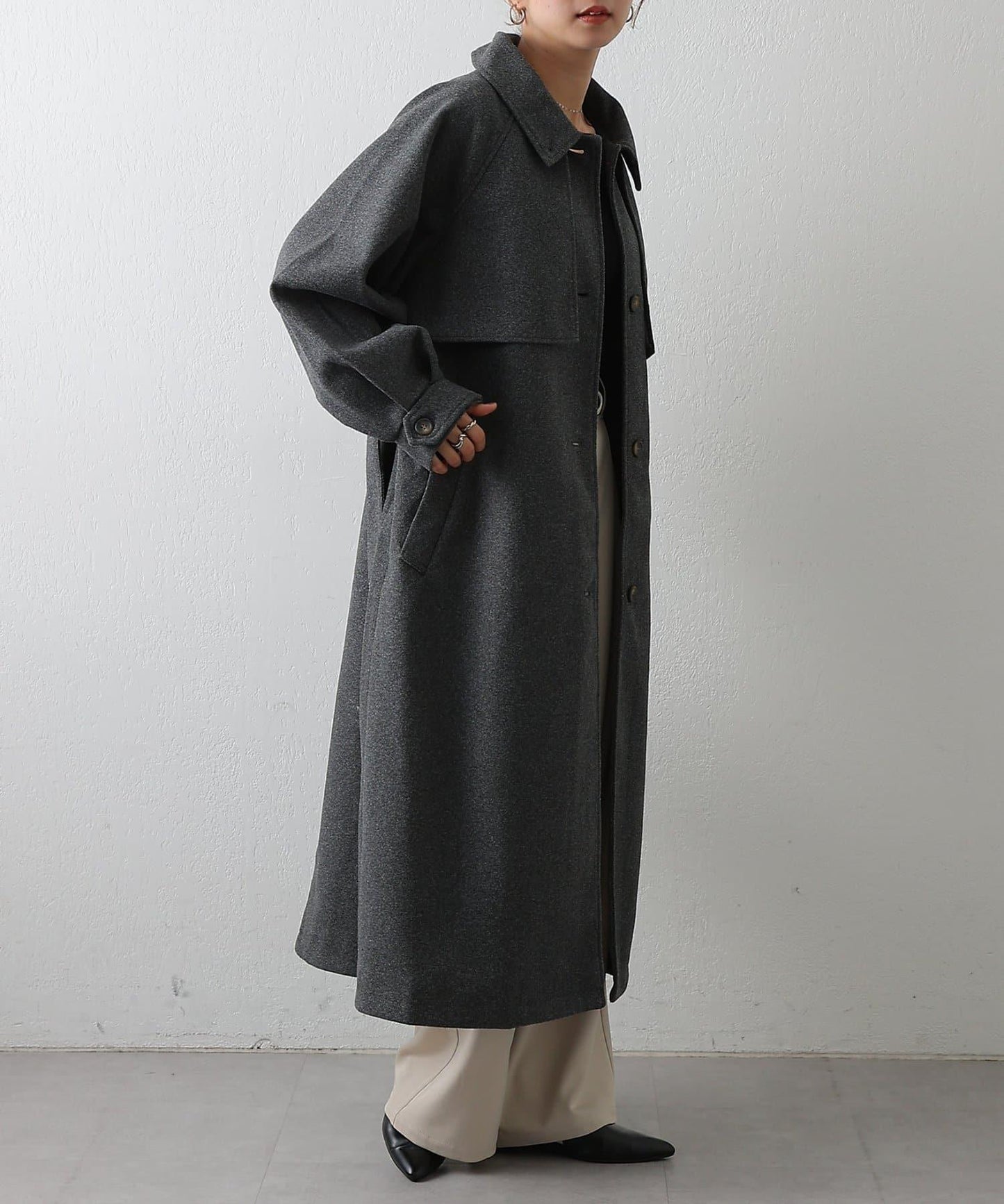 2WAY翻領單排扣長款大衣