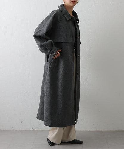 2WAY翻領單排扣長款大衣