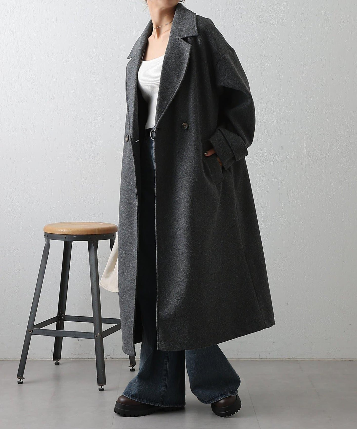 莫薩輕質雙面長款大衣