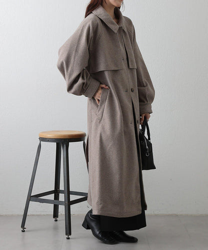 2WAY翻領單排扣長款大衣