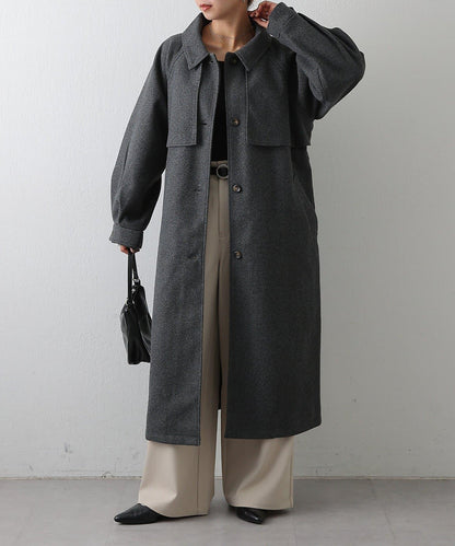 2WAY翻領單排扣長款大衣