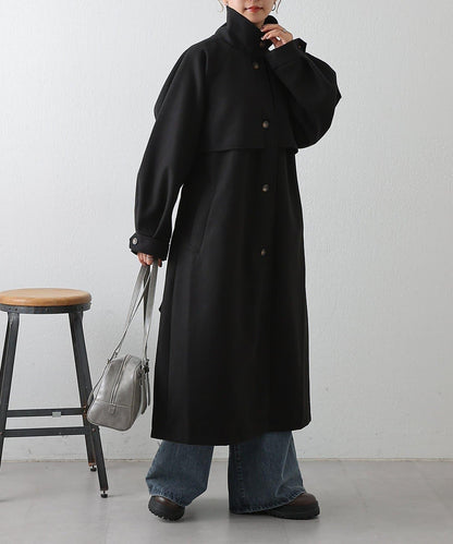 2WAY翻領單排扣長款大衣