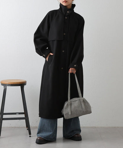 2WAY翻領單排扣長款大衣