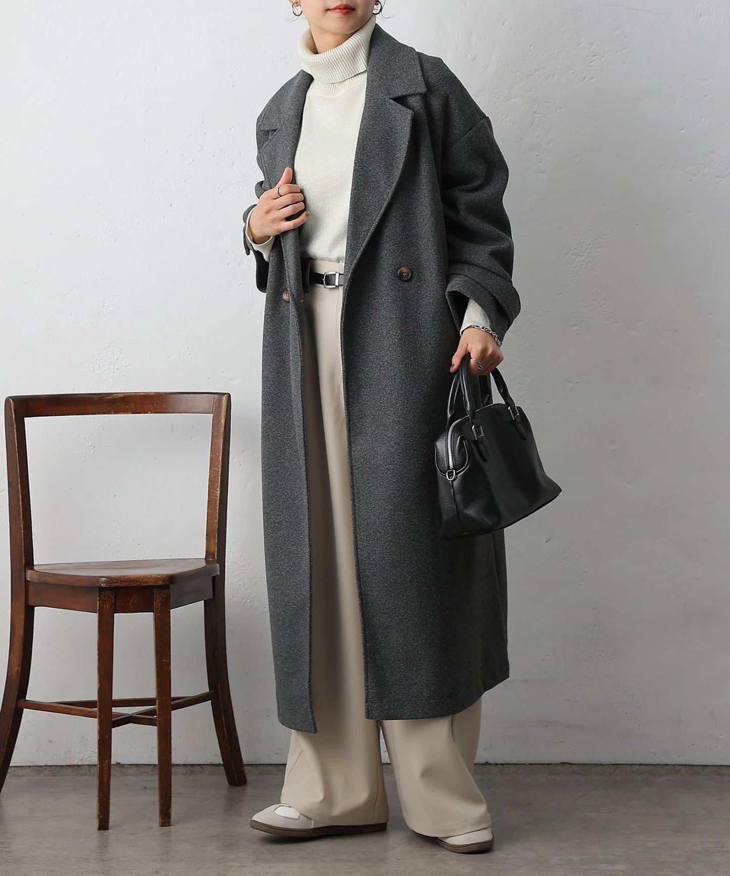 莫薩輕質雙面長款大衣