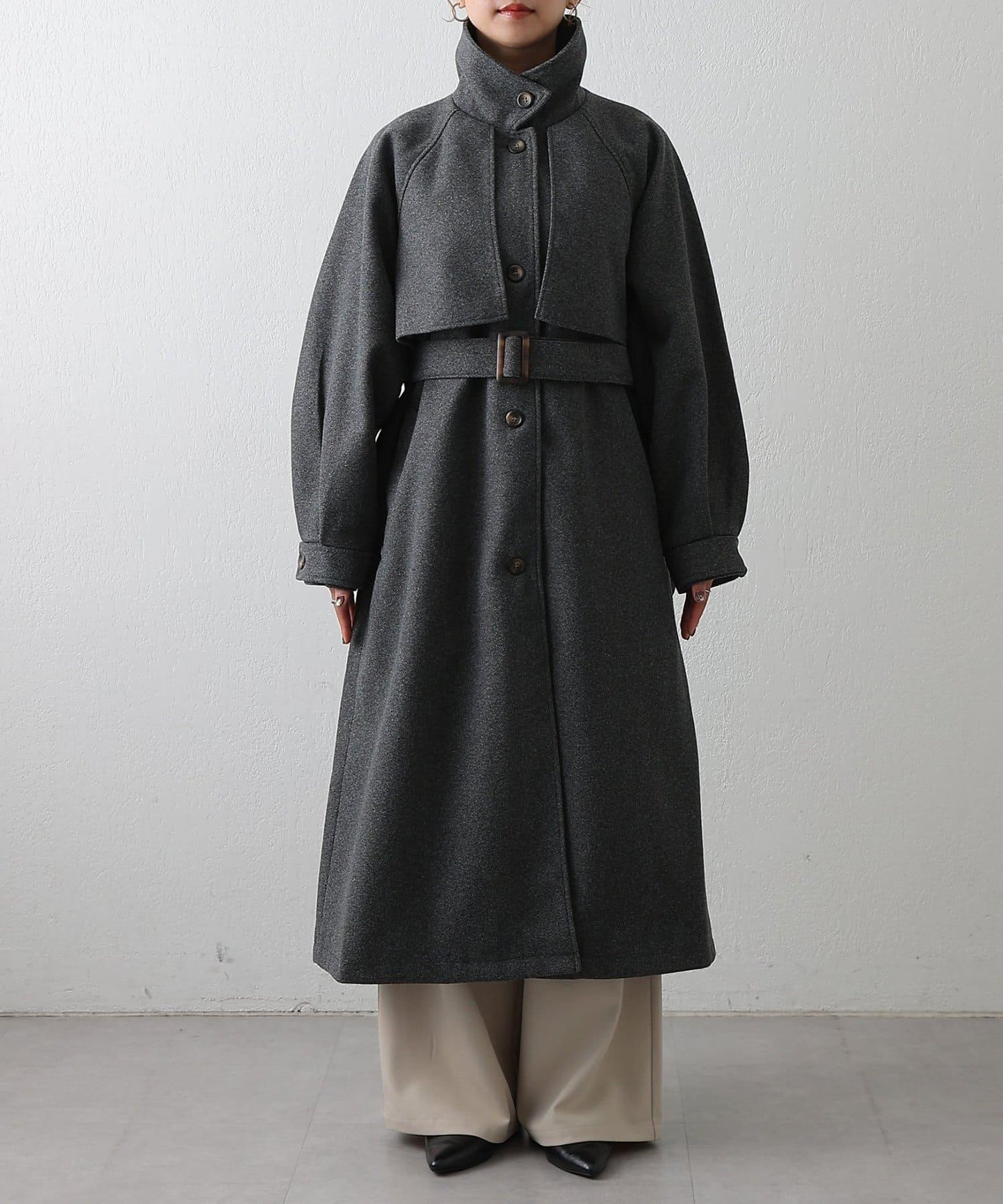 2WAY翻領單排扣長款大衣