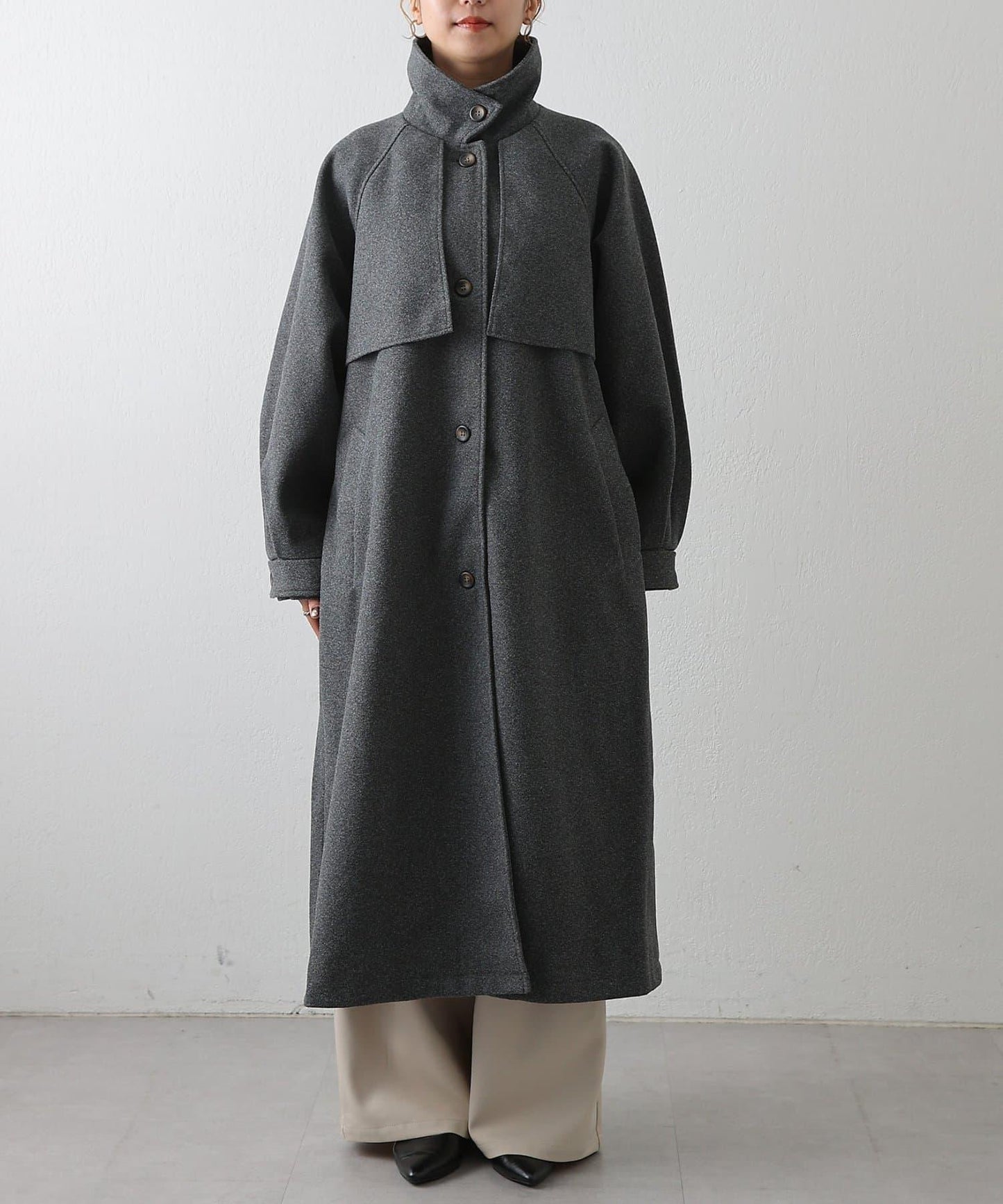 2WAY翻領單排扣長款大衣