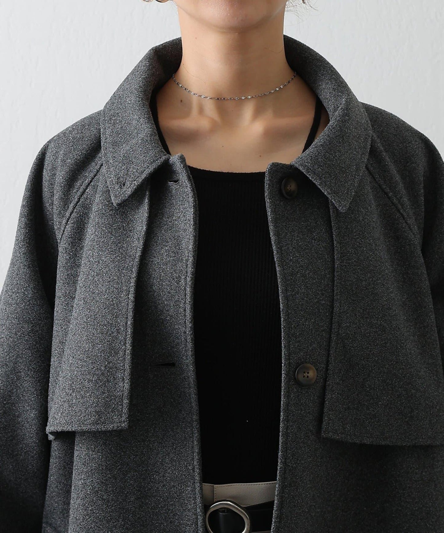 2WAY翻領單排扣長款大衣