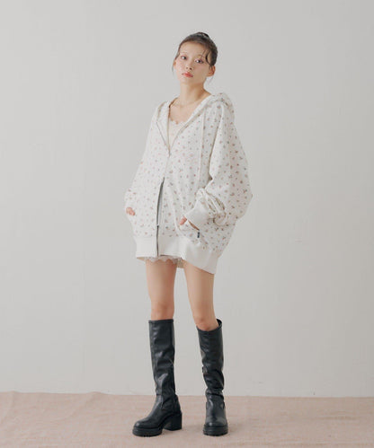 花卉圖案寬鬆衛衣