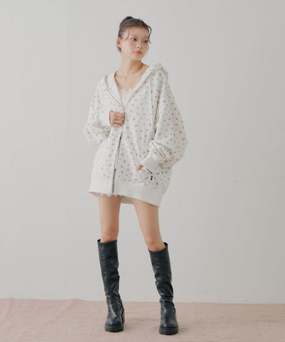 花卉圖案寬鬆衛衣