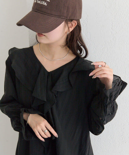 荷葉邊層疊迷你連衣裙