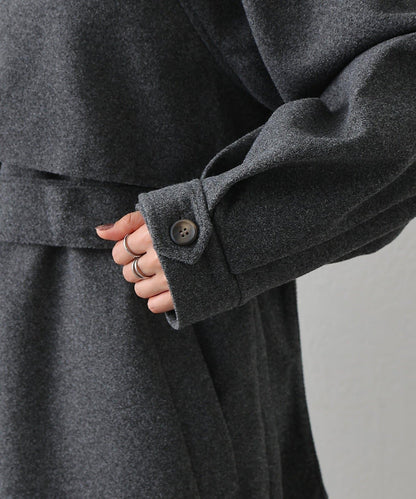 2WAY翻領單排扣長款大衣