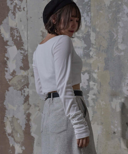 【Mavie..7】帶胸墊內搭長袖T恤