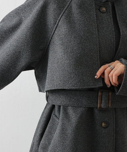 2WAY翻領單排扣長款大衣