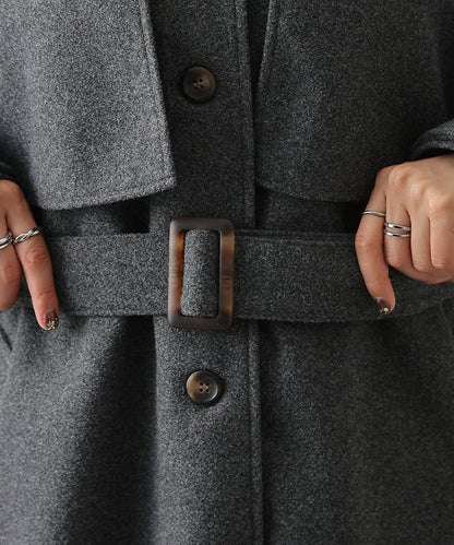 2WAY翻領單排扣長款大衣