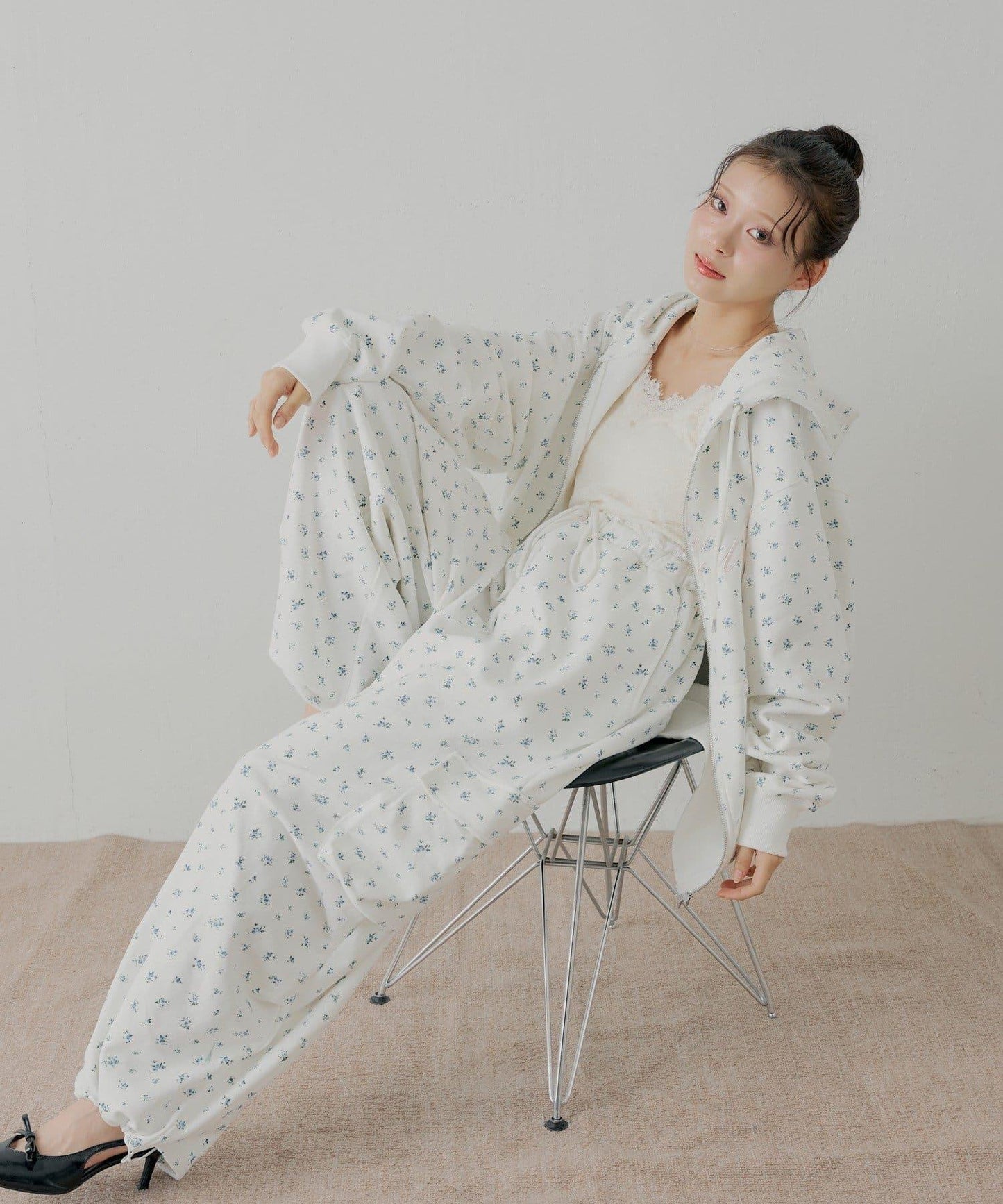 花卉圖案寬鬆衛衣