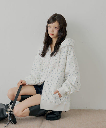 花卉圖案寬鬆衛衣