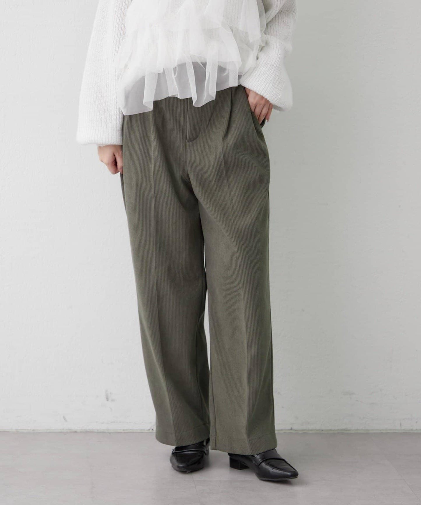 內加絨燈芯絨褶皺長褲