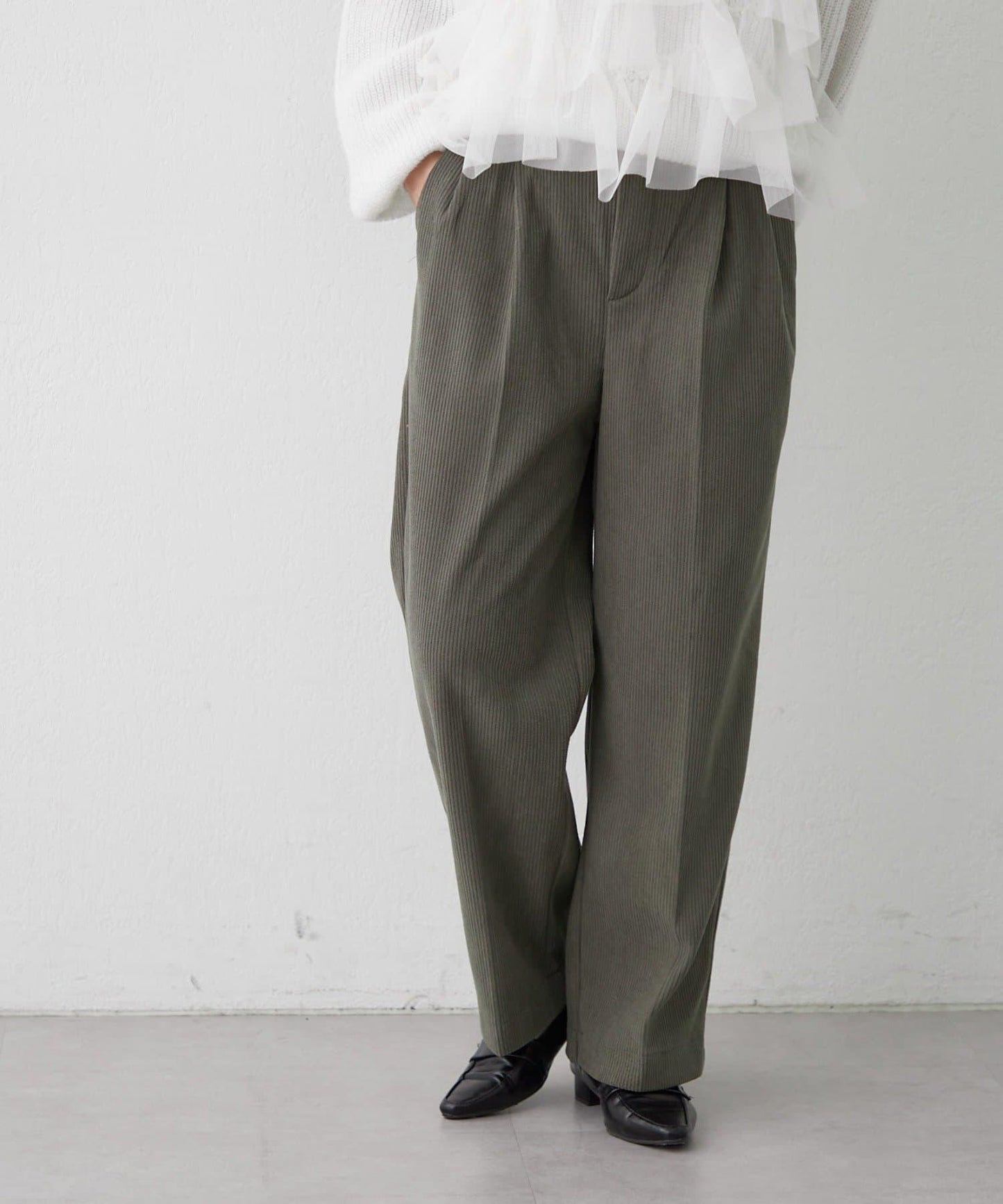 內加絨燈芯絨褶皺長褲