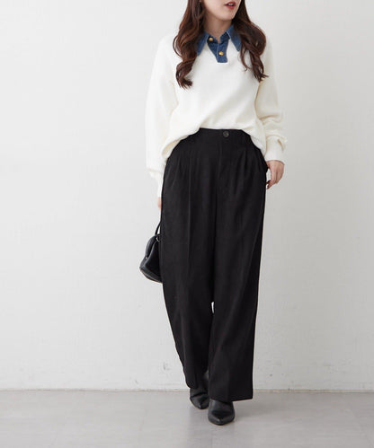 內加絨燈芯絨褶皺長褲