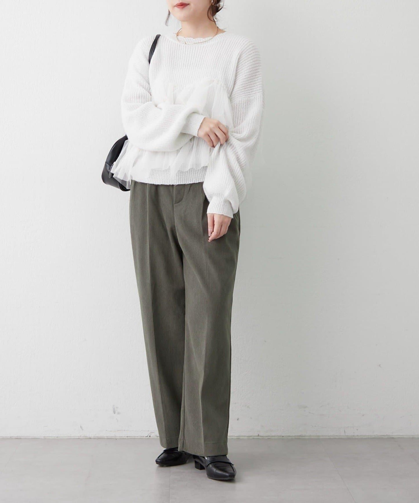 內加絨燈芯絨褶皺長褲