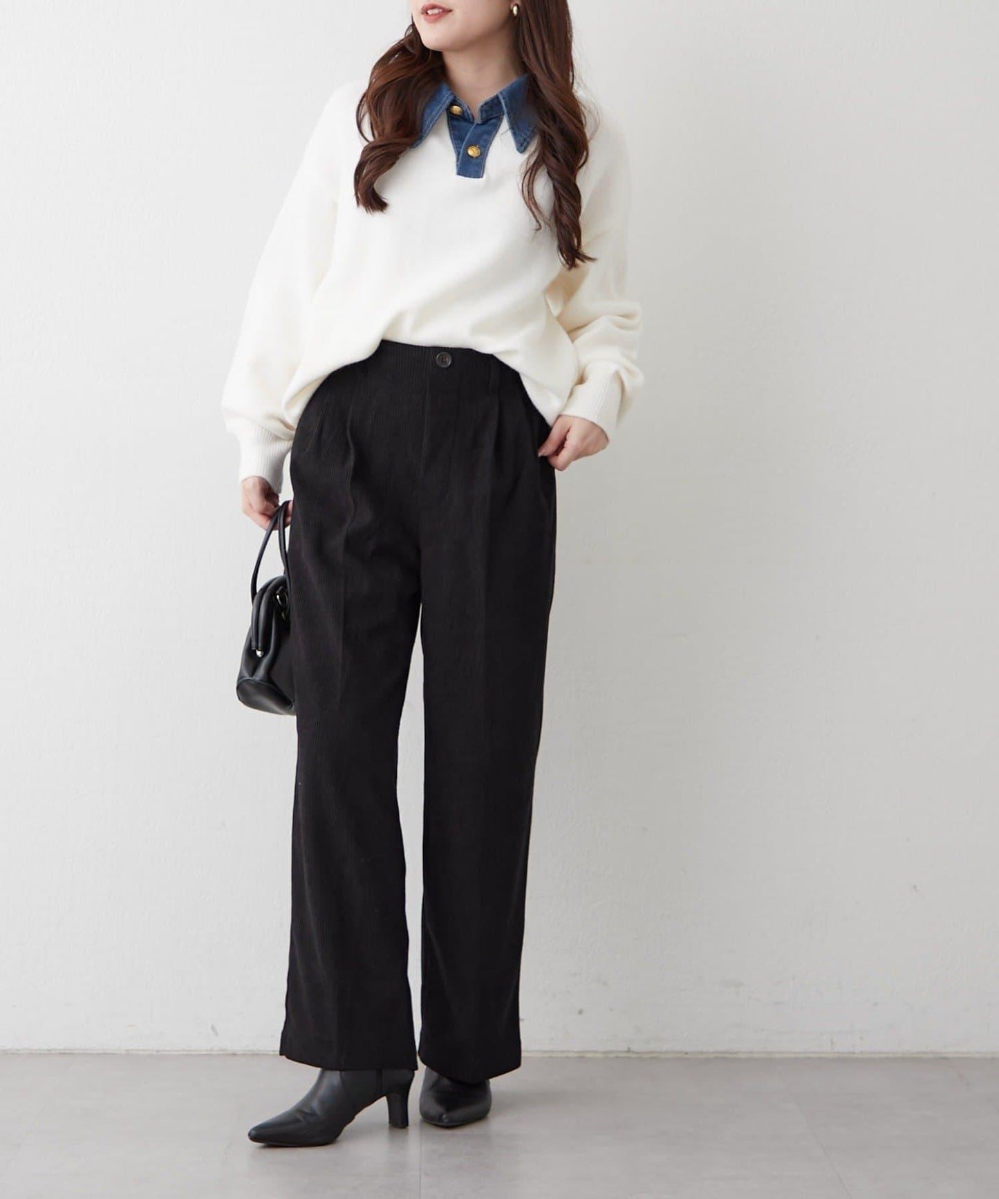 內加絨燈芯絨褶皺長褲