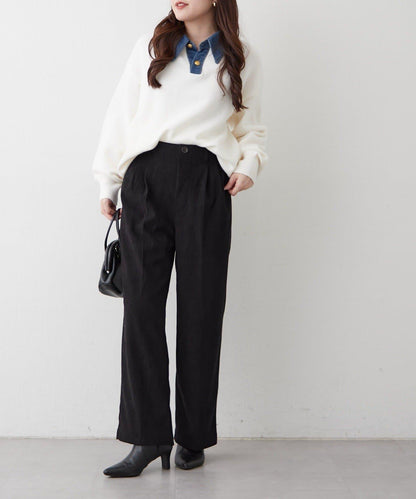 內加絨燈芯絨褶皺長褲