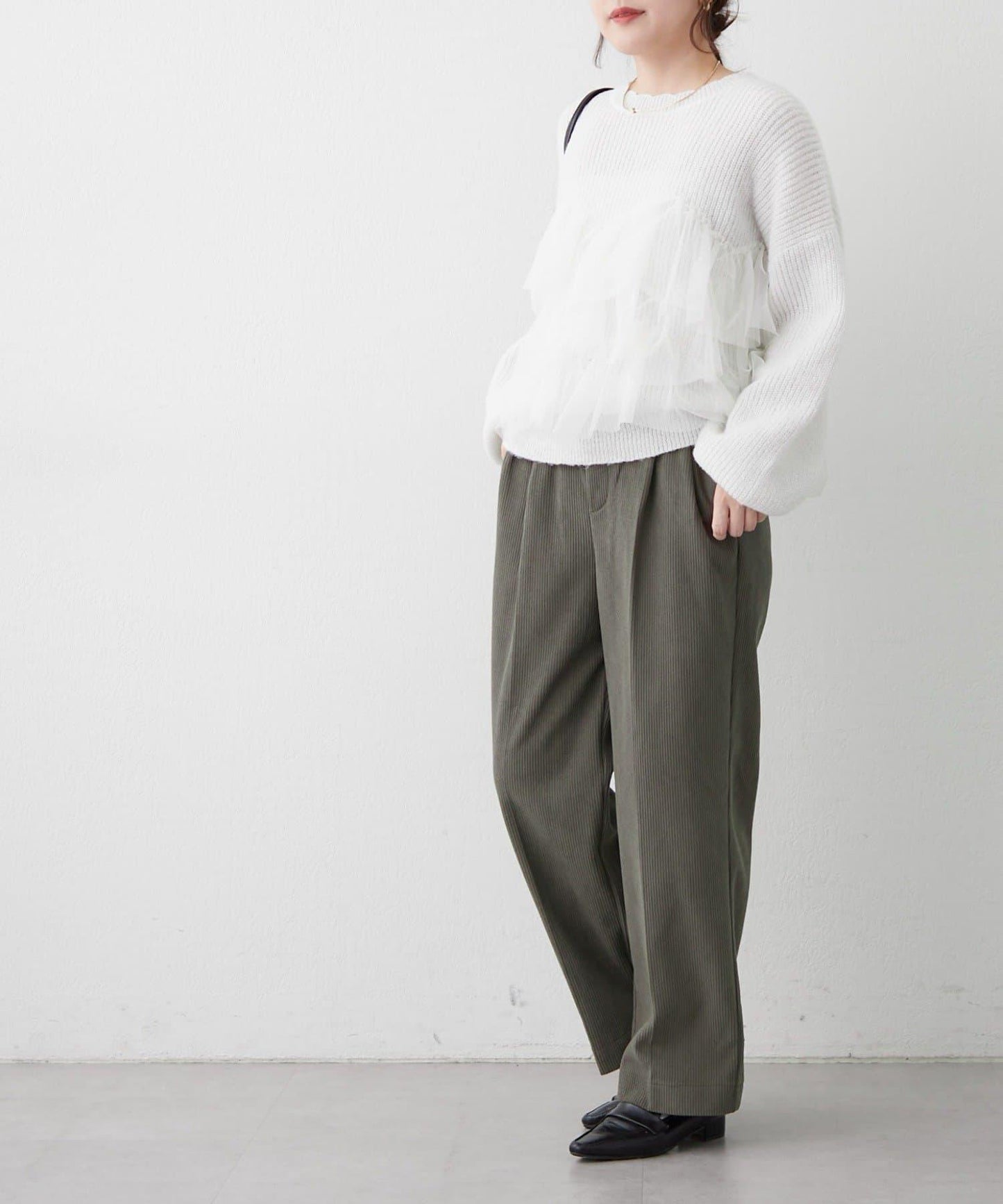 內加絨燈芯絨褶皺長褲